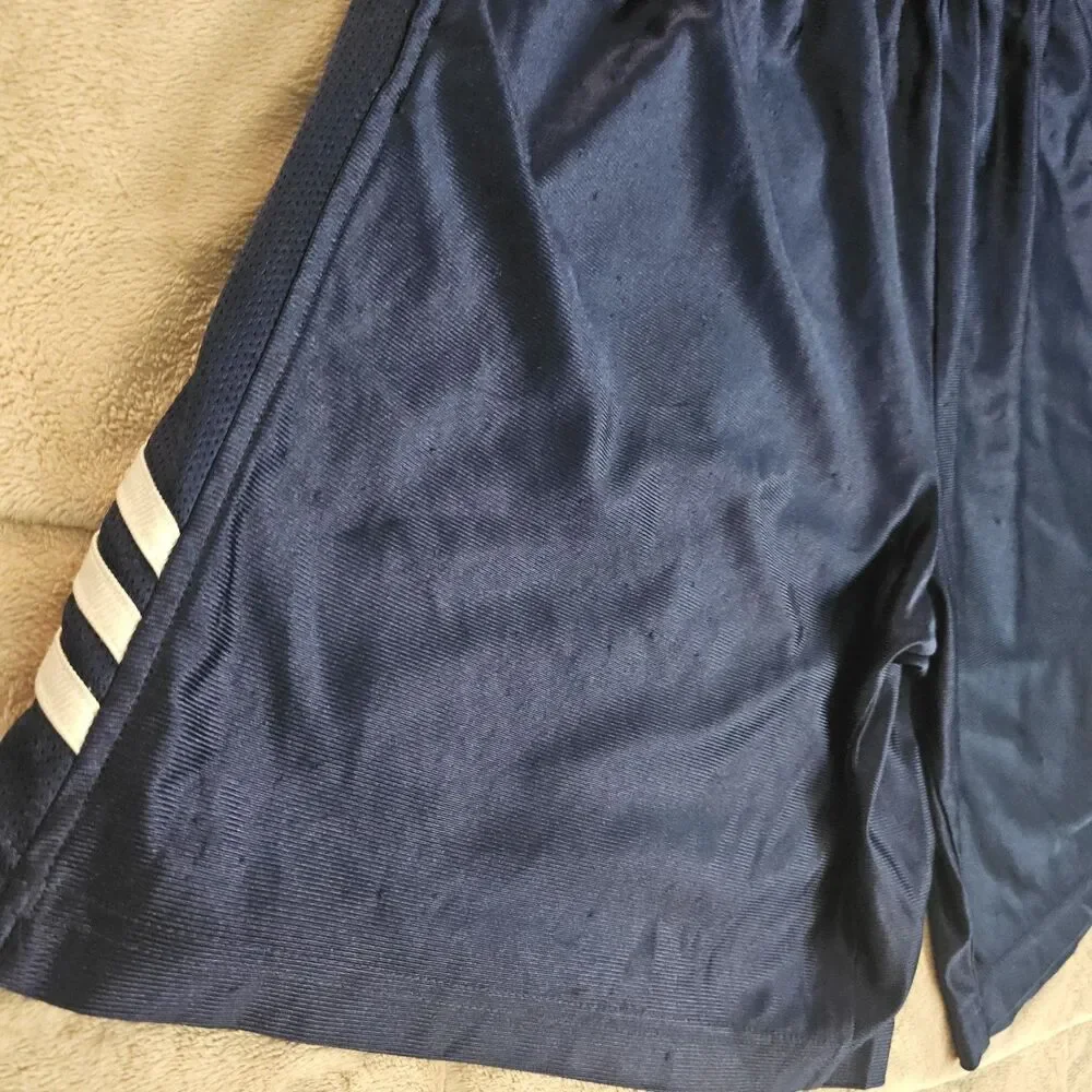Vintage 2002 Adidas Dazzle Basketball Shorts Men's L Navy 3 Stripes Y2K Shiny
